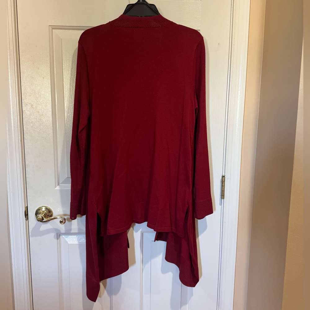 Anne Klein Burgundy Open Front Sweater Size M - Picture 2 of 7